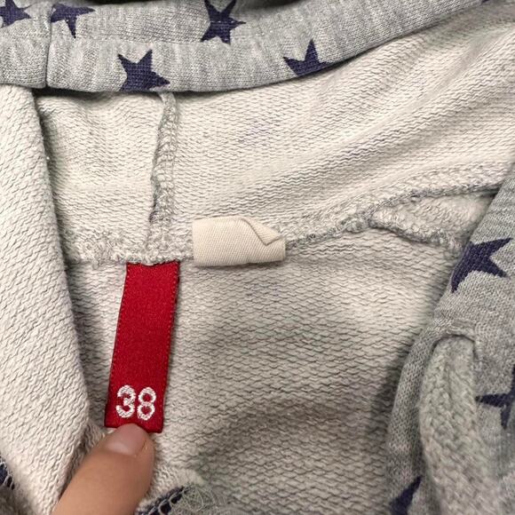 Grey & Navy Blue Stars Grunge Zip Up Light Weight Hoodie Made Cotton Size XS - Picture 5 of 6